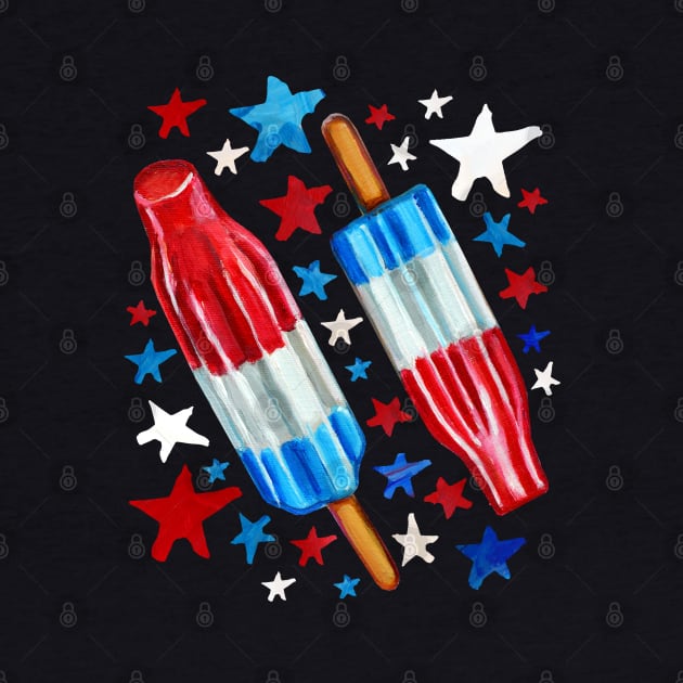 Patriotic Rocket Pop and Stars Pattern by RobertPhelpsArt